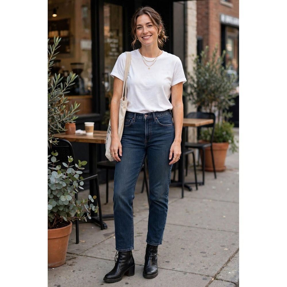 Levi's Womens 12 505 Straight Leg Jeans Dark Blue Denim Classic Casual